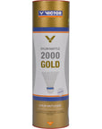 VICTOR NYLON SHUTTLE 2000 GOLD 6PC TUBE FAST SPEED WHITE - Smash Pro