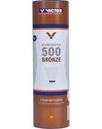 VICTOR NYLON SHUTTLE 500 BRONZE 6PC TUBE MEDIUM SPEED WHITE - Smash Pro