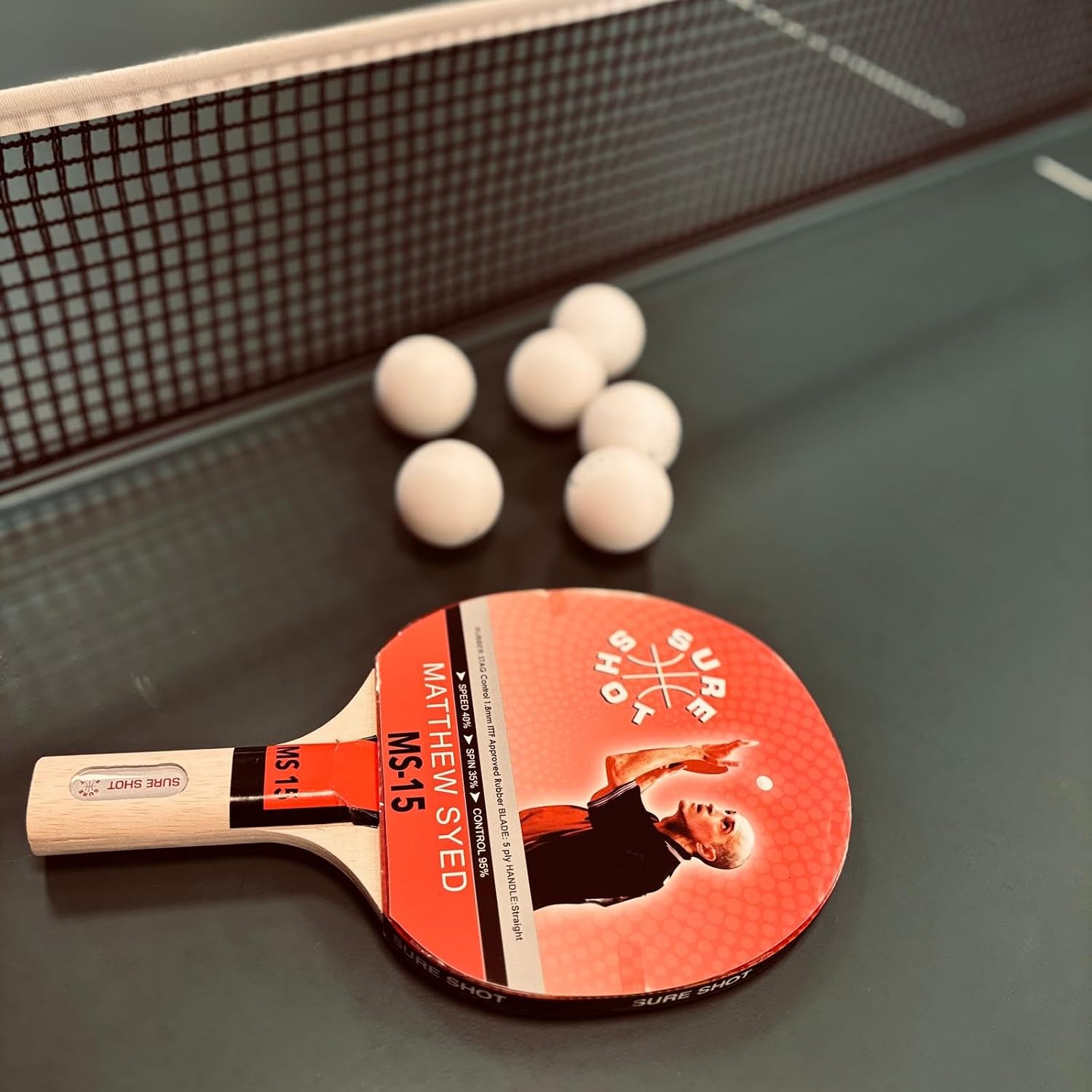 Matthew Syed 15 1.8Mm Ittf Approved Reversed Rubber Table Tennis Bat