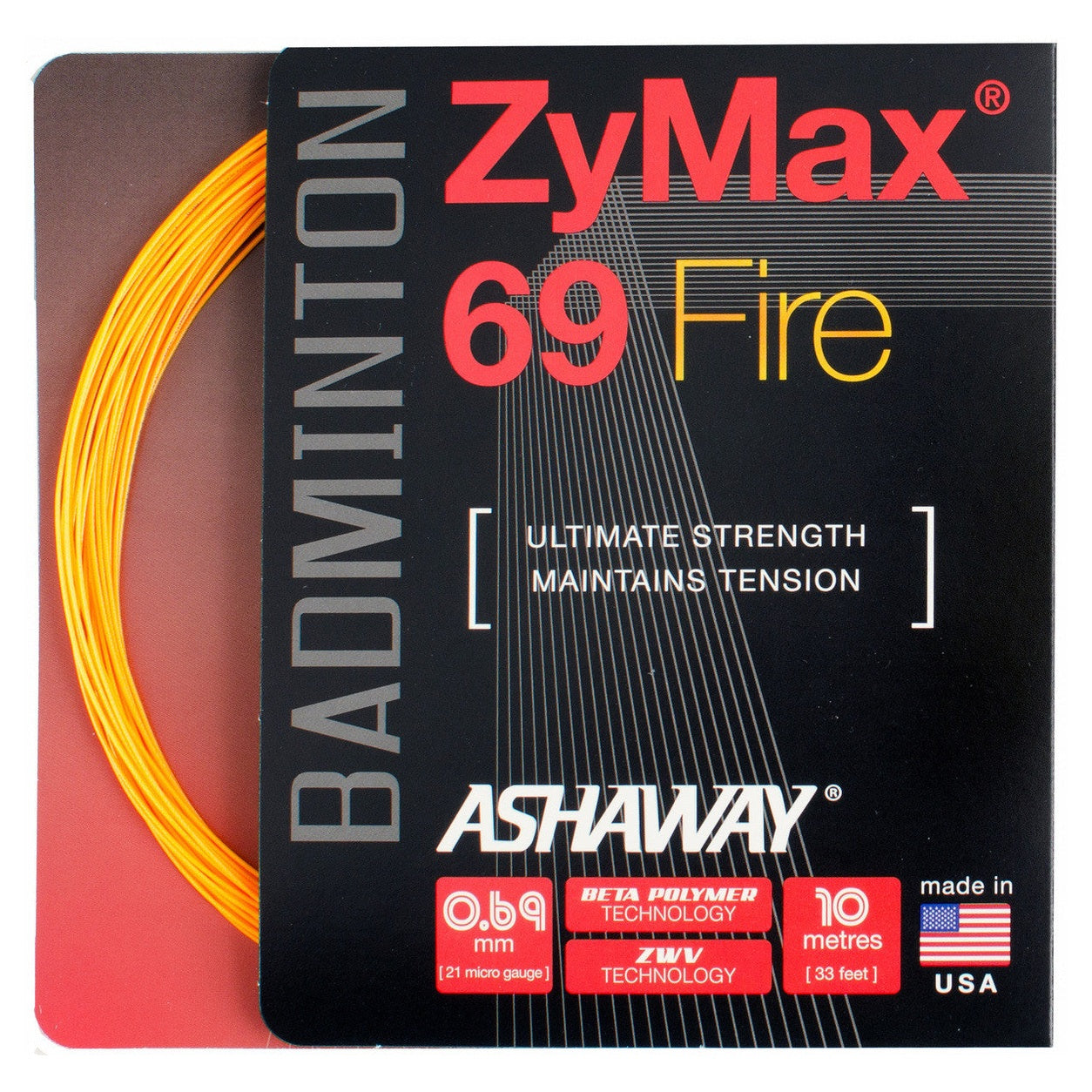 Ashaway ZyMax 69 Fire 0.69mm Badminton Set - Smash Pro